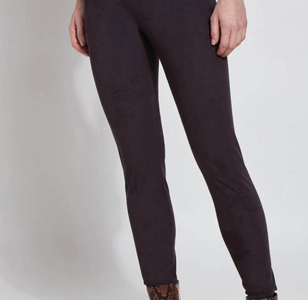 Lysse Faux Suede High-Waisted Black Leggings Small S Activewear Athletic